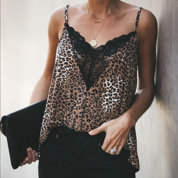 Vici Tops - VICI Jane Leopard & Lace Cami